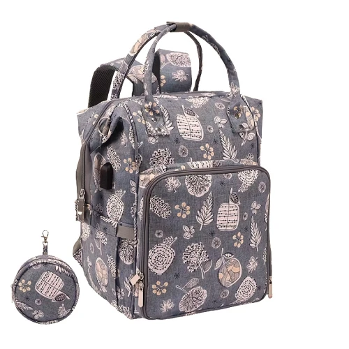 Plecak dziewiarski z portem USB szary