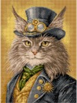 Kanwa z nadrukiem kot steampunk (8056)