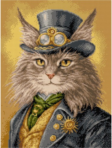 Kanwa z nadrukowanym wzorem kot steampunk 8056