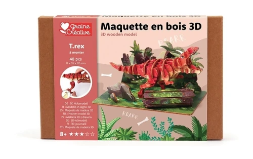 Makieta, drewniane puzzle 3D dinozaur T-rex