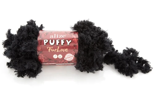 Włóczka pętelkowa Puffy FurLove 60 czarna