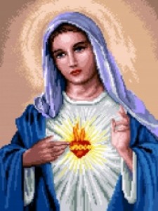 Kanwa z nadrukiem Serce Maryi (7254)