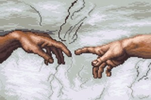 Kanwa z nadrukiem stworzenie Adama (7202) 