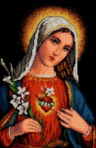 Kanwa z nadrukiem Serce Maryi (7196)