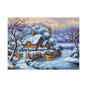 Kanwa z nadrukiem zimowy pejzaż (9011)