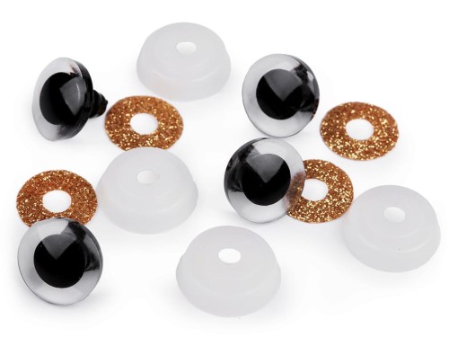 oczy brokatowe 20 mm złote