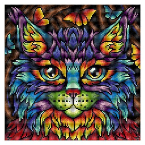 Diamond painting tęczowy kot
