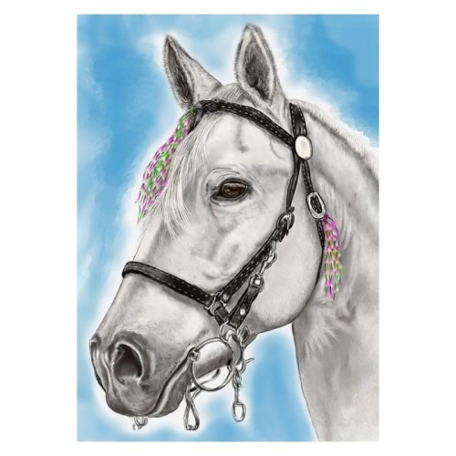 Diamond painting biały koń