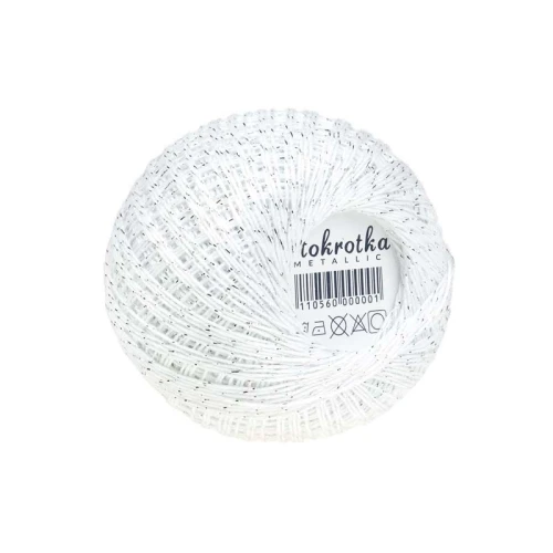 Kordonek Stokrotka biało-srebrny metallic