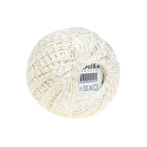 Kordonek Stokrotka biało-złoty metallic