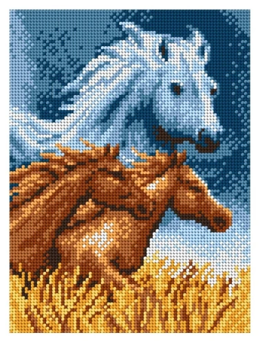 Kanwa z nadrukiem konie 5045