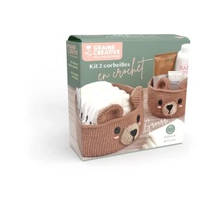 Zestaw do szydełkowania - 2 koszyki misie